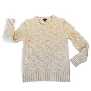 Ann Taylor pearl embellished wool and rabbit hair sweater size small P